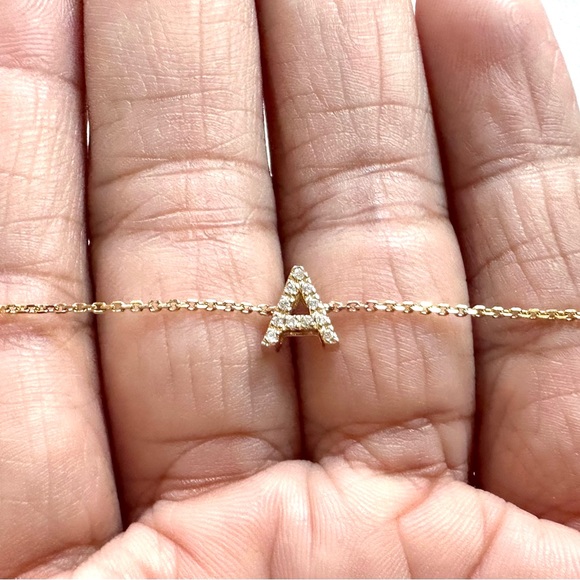 14KT Gold Initial “A” Diamond Bracelet